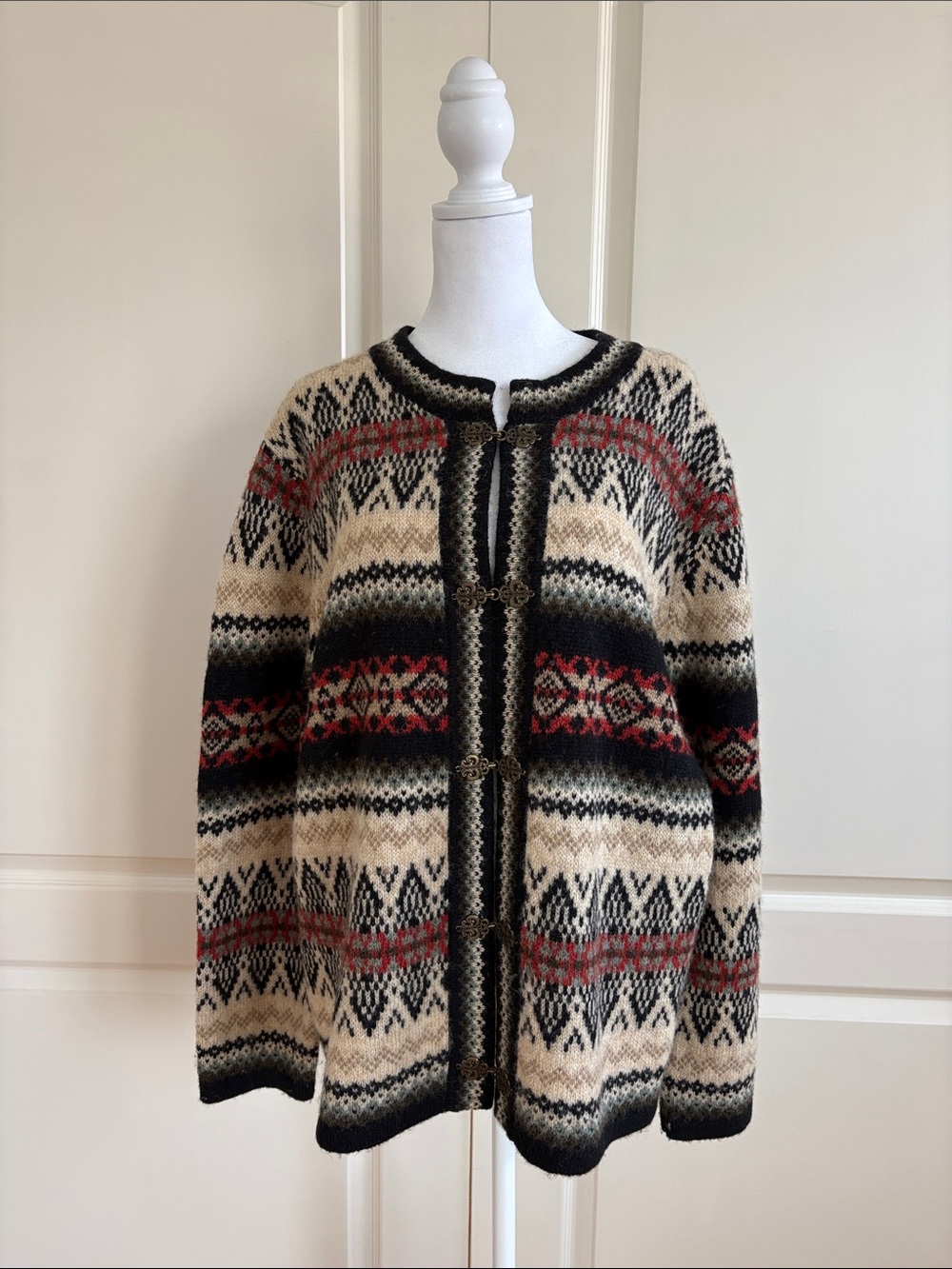 Telluride Clothing Co. 100% Wool Fair Isle Cardigan Sweater Size XL